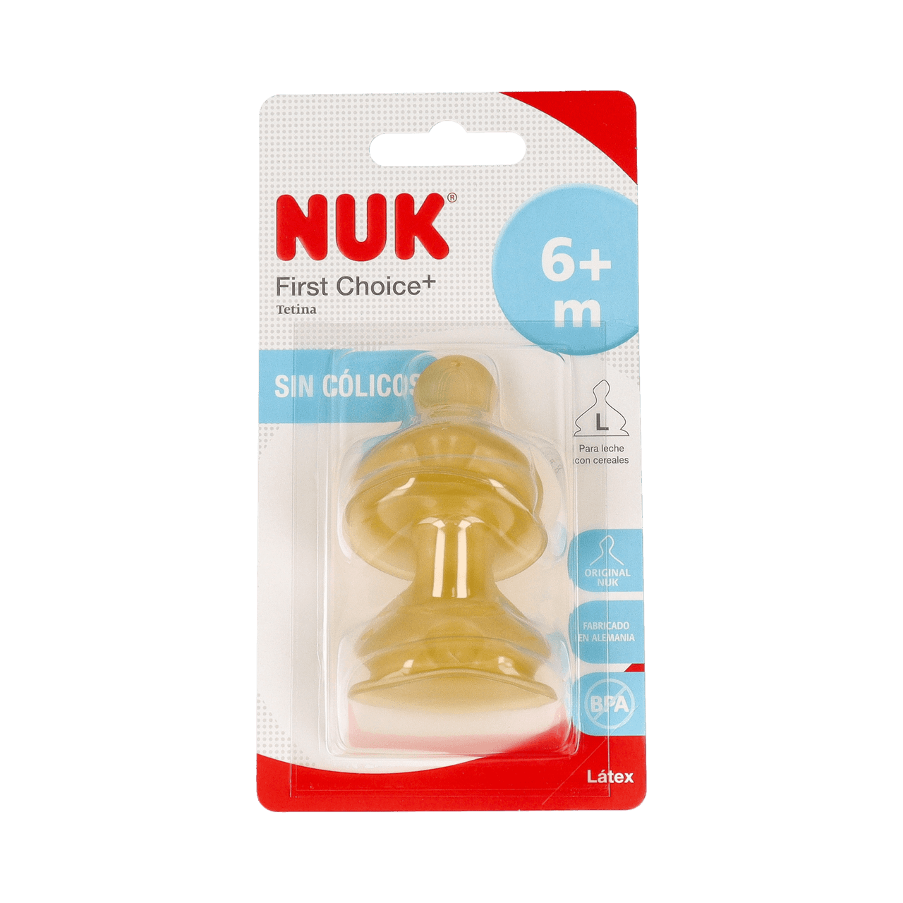 Nuk Tetina Anticolico Latex Alimento Talla 2 L +6 Meses 2 unidades